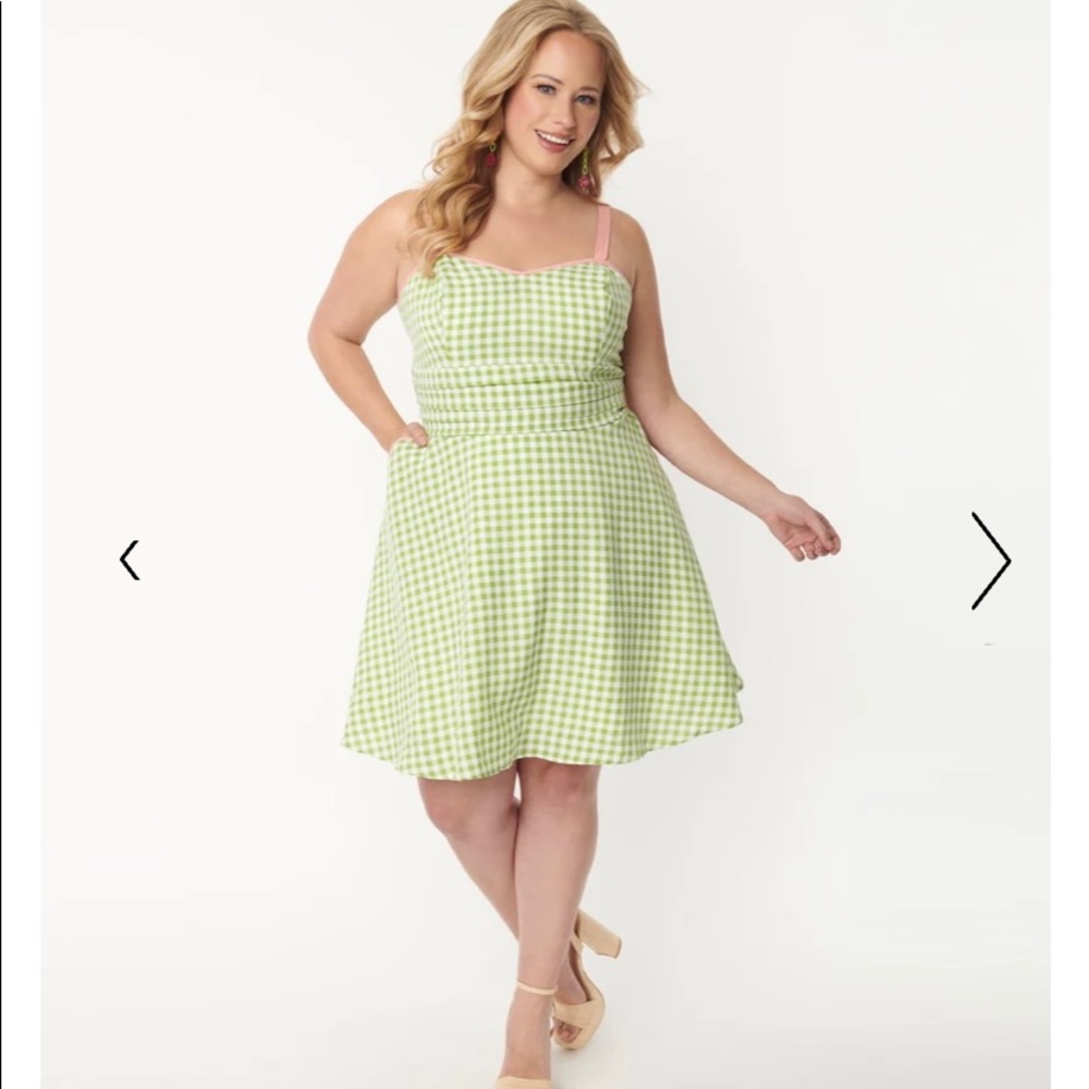 Unique Vintage plus size gingham dress